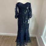 Teri Jon Mother of The Bride Navy Off The Shoulder Sequin Evening Gown Size 10 Blue Photo 12