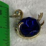 Blue Jelly Belly Swan Duck Pin Brooch Rhinestone Accent Jewelry Unbranded Photo 6