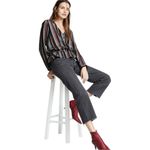 Rails Beaux Blouse Varadero Striped Button Front Metallic Thread Peplum Top SM Photo 1