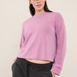 Athleta L Seasoft Crewneck Sweatshirt Lotus Pink Large Photo 5