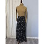 Norton Mcnaughton  Midi Skirt Black Floral Lightweight 1/2 Elastic Waist Size L Photo 2