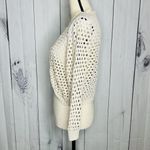 Elle  Womens Open Front Crochet Cardigan Sweater Beige Sz M Short Photo 4