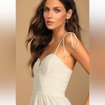 Lulus  size Medium Romantic Spot Cream Polka Dot Mesh Tiered Midi Dress NWT Photo 2