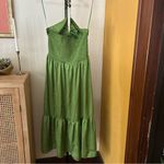 1. State  Beaded Halter Midi Dress Salted Lime Green Tiered Smock NWT $119 Size 6 Photo 2