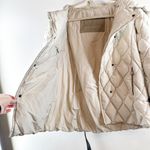 Max Mara Quilted Down Oversized Collar Belted Puffer Coat Jacket Cream 6 Photo 10