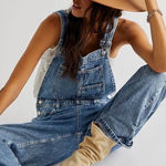 We The Free Free People  Ziggy Denim Straight Leg
Overalls Powder Blue Size L Photo 0