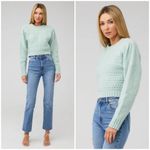 For Love & Lemons ππ Dominique Shoulder Pad Sweater ~ Green Small S NWT Photo 8