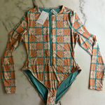 Daisy Dippin’ ’s Shoal Front Zipper Long Sleeve One Piece Dukes Orange Blue Photo 4