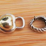 David Yurman  Gold Dome Heart Necklace 925 14K Photo 3