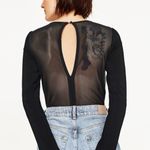 ZARA NWOT Black Mesh Panel Bodysuit Size M Photo 2