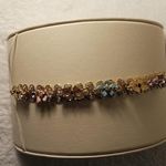 Vintage Gold, Pink, Blue, Purple Floral Bracelet. Gold Photo 0