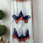 White Butterfly Print Palazzo Wide Leg Elastic Waist Pants L Size L Photo 1