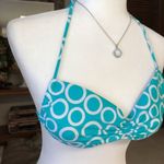 Victoria's Secret Victoria’s Secret halter Tie Swimsuit Top Turquoise Blue White Cirlces Small Photo 2