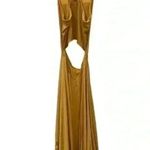 Free People NEW  Beach Bethany Midi Dress Cut-Out Asymmetrical Skirt Mustard Sz L Photo 4