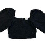 Socialite Women's Medium Black Eyelet Cropped Puff Sleeve Blouse Cottage Photo 0