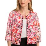 SilkLand Colorful Artsy Abstract Print Jacket PINK/BLACK/WHITE 3/4 Large Pink Photo 0