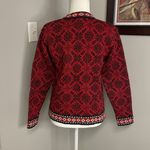 L.L.Bean Merino Wool Snowflake Nordic Fair Isle Cardigan Vintage Sweater Small Photo 3