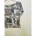 RONNY KOBO Women's Black White Mesh Newspaper Graphic Zanzabar Top Size Large Photo 6