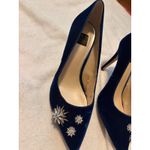 White House | Black Market Velvet Pumps Navy Blue Rhinestone Embellished Heels Photo 7