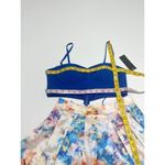 AQUA  Bustier Crop Top Pleated Skirt Cutout Mini‎ Dress Marble Print Blue White 6 Photo 7