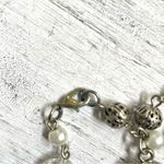 Silver tone faux pearl and rhinestone necklace Photo 4