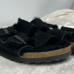 Birkenstock Arizona Fur Shearling Suede Leather Black Sandals EU 38 Photo 0