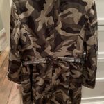 Inc international  concepts Woman’s Green Camouflage Trench coat / blazer size large Photo 7