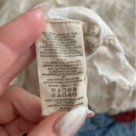 Free People  Striped‎ Hooded Flowy Button Down Shirt Sz Medium Raw Hem Neutral Photo 3