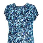 Dressbarn Blue Black Floral Abstract Ruffle V Neck Short Sleeve Midi Dress Sz 8 Photo 3