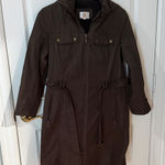 Gallery  Dark Brown Utility Jacket heavy trench with hood size medium Photo 0