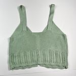 Jolie & Joy Light Pastel Sage Green Knitted Lace Front Cropped Tank Top XL Photo 3