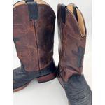 Vintage Larry Mahan Western Cowgirl Boots Ostrich Leather Cross Square Toe 7.5 B Black Photo 1