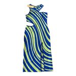 PAOLA BERNARDI Stela Striped Sleeveless Midi Cutout Dress Sz L NWT Blue Photo 3