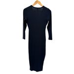 SKIMS Sleep Henley Long Dress Black Micro Modal Ribbed Maxi Nightgown S Photo 4