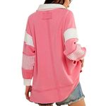 Free People  We The Free Pink Clean Prep Polo Long Sleeve Oversized Size M Photo 2