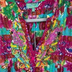 New European ANTICA SARTORIA beaded flamingos Vibrant Sleeveless Floral Dress Pink Size M Photo 2