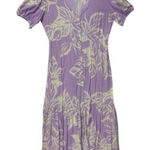 Eloquii  purple & white floral flowy v-neck tiered maxi dress Photo 0