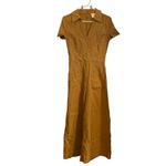 Anthropologie Maeve Faux-Wrap Gold Wide Leg Flare Culotte Jumpsuit Fall Romper Photo 4