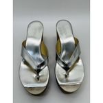 Jimmy Choo  Women's Velvety SILVER Cork Wedge Heel Thong Sandals SIZE 40 1/2 Photo 1