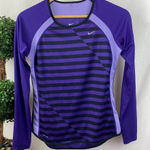 Nike  Women Black & Purple Striped Long Sleeve Athletic Sport Dri-Fit Shirt Top S Photo 0