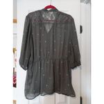 Mossimo Womens Gray Sheer Long Sleeve Tunic With Lace & Patterned Detail Size XL Photo 3