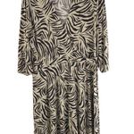 Leota Womens Perfect Wrap Zebra Safari Dress 3/4 Sleeve Beige Plus Size 1X Photo 2