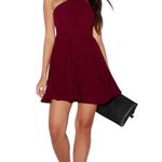 Lulus Lulu’s Forevermore Burgundy Holiday Skater Dress W-730 Size Large Photo 3