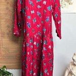 Putumayo 90s  Vintage Dropwaist Folk Print Red Dress Large Photo 0