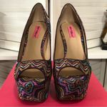 Betsey Johnson Bardot Pink Purple Zigzag Platform Heels 9.5 Photo 4