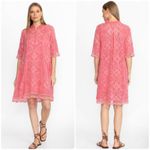 Johnny Was Womens Boho Festival Embroidered Floral Malfi Dress Size L Coral Photo 1