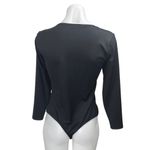 Free People Black Long Sleeve Square Neck Thong One Piece Bodysuit Top Size L Photo 1