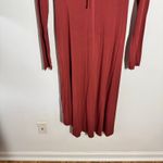 Sozy Sarah Long Sleeve Dress Women M Burnt Red Ruched Neckline Thumb Hole Pocket Size M Photo 3