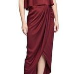 Shona joy NWT  Burgundy Luxe Cocktail Frill Drape Dress Size 4 Photo 0
