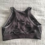 New NUX Racerback Sports Bra High Neck Shredded Cutout Halter Back Gray Small Photo 3
